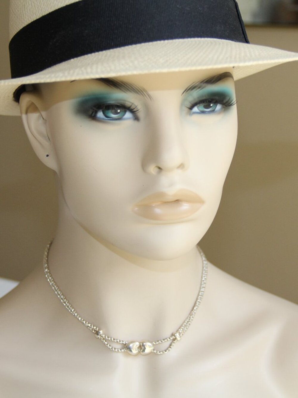 Tiffany & Co Sterling Silver Double Heart Double Chain Necklace. Gorgeous